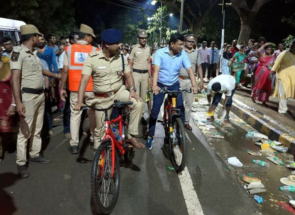 திருவண்ணாமலை கிரிவல பாதையை நேற்று மாவட்ட ஆட்சித்தலைவர் ஆய்வு செய்தார்!