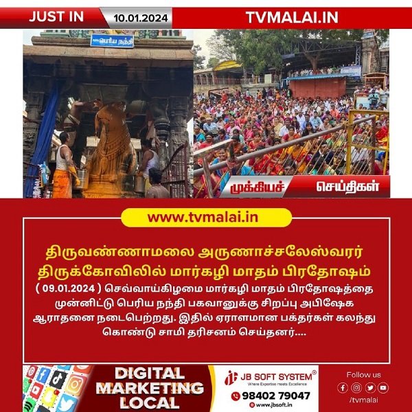 திருவண்ணாமலை அருணாச்சலேஸ்வரர் கோவிலில் மார்கழி மாத அமாவாசை பிரதோஷம்!
