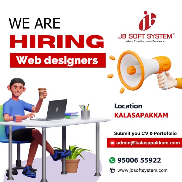 Job Opening for Web Designers – JB Soft System, Kalasapakkam Office
