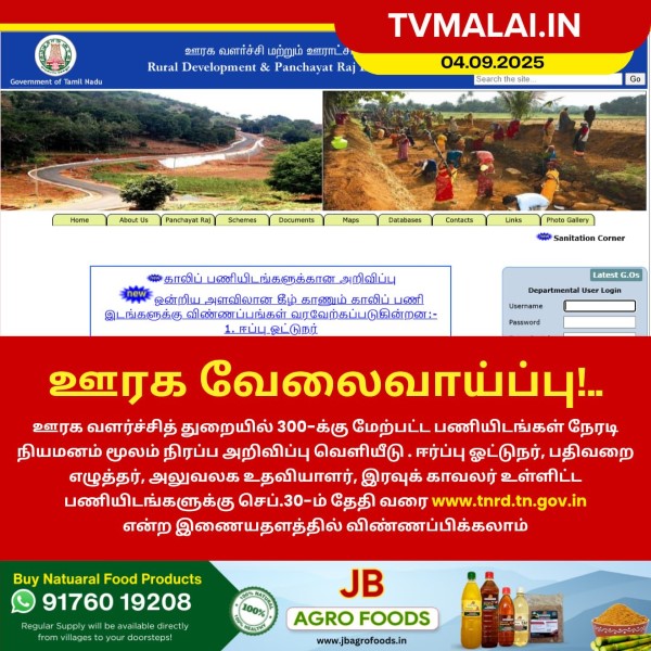 ஊரக வளர்ச்சித் துறையில் வேலைவாய்ப்பு!