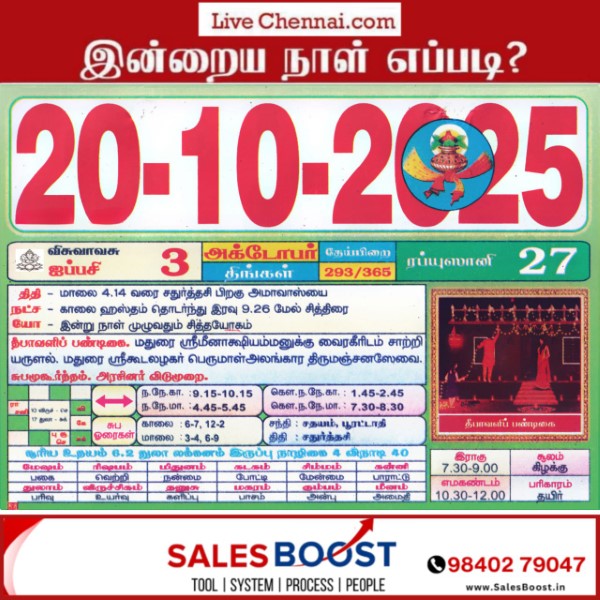 Auspicious (Nalla Neram) time today (Oct 20th)