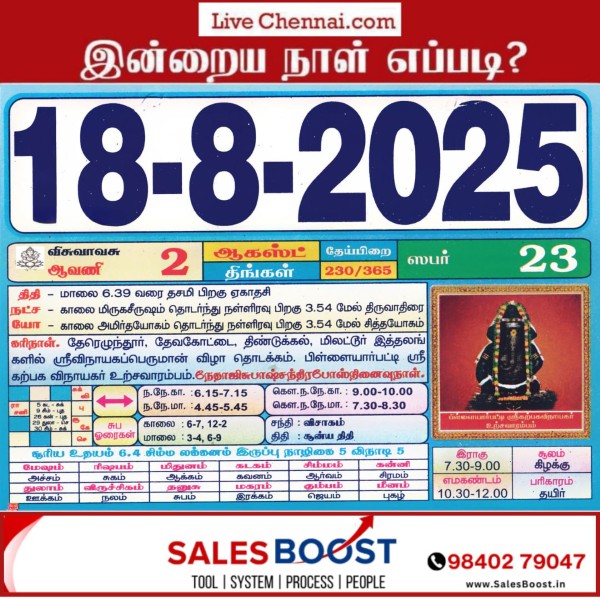 Auspicious (Nalla Neram) time today (Aug 18th) Auspicious (Nalla Neram) time today (Aug 18th)