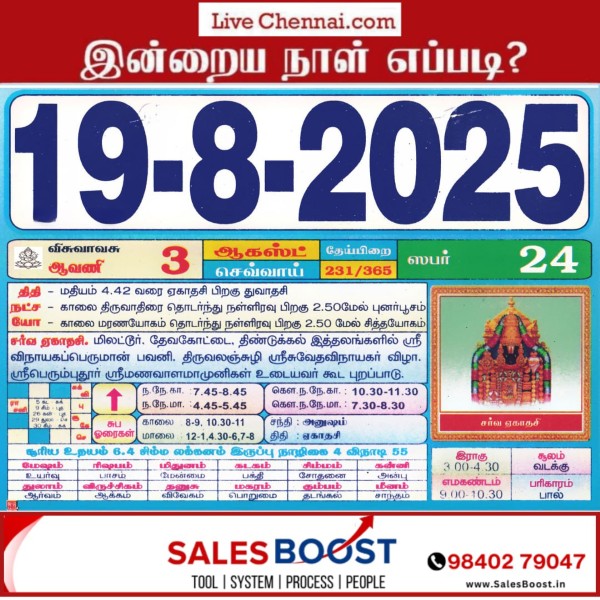 Auspicious (Nalla Neram) time today (Aug 19th) Auspicious (Nalla Neram) time today (Aug 19th)