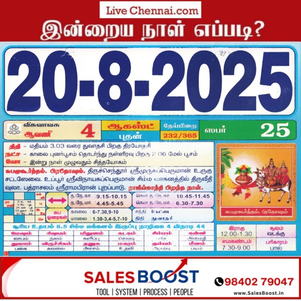 Auspicious (Nalla Neram) time today (Aug 20th) Auspicious (Nalla Neram) time today (Aug 20th)
