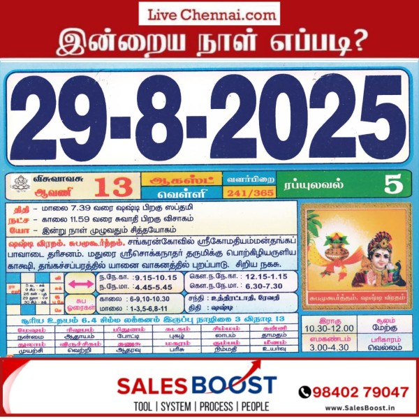 Auspicious (Nalla Neram) time today (Aug 29th) Auspicious (Nalla Neram) time today (Aug 29th)