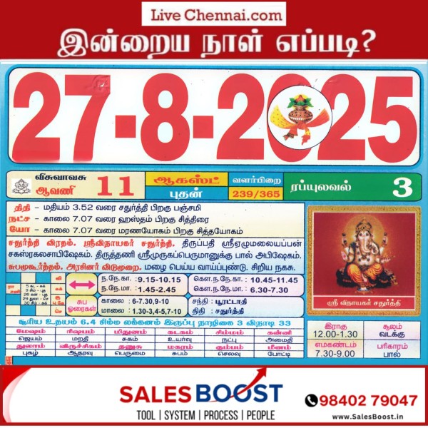 Auspicious (Nalla Neram) time today (Aug 27th) Auspicious (Nalla Neram) time today (Aug 27th)
