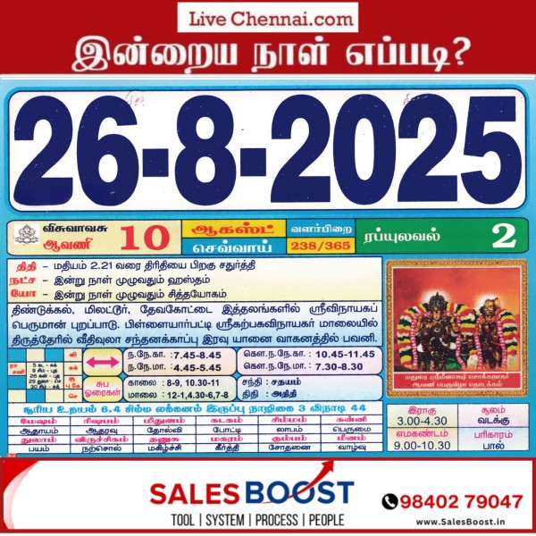 Auspicious (Nalla Neram) time today (Aug 26th) Auspicious (Nalla Neram) time today (Aug 26th)