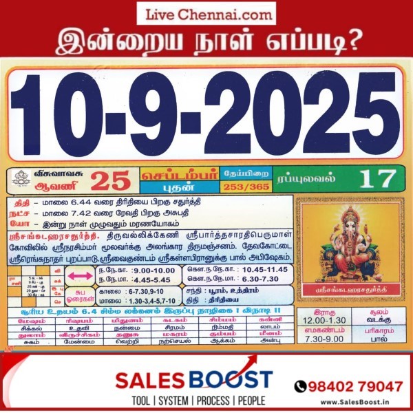 Auspicious (Nalla Neram) time today (Sep 10th) Auspicious (Nalla Neram) time today (Sep 10th)