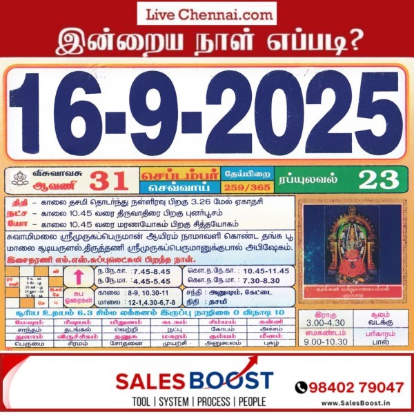 Auspicious (Nalla Neram) time today (Sep 16th) Auspicious (Nalla Neram) time today (Sep 16th)
