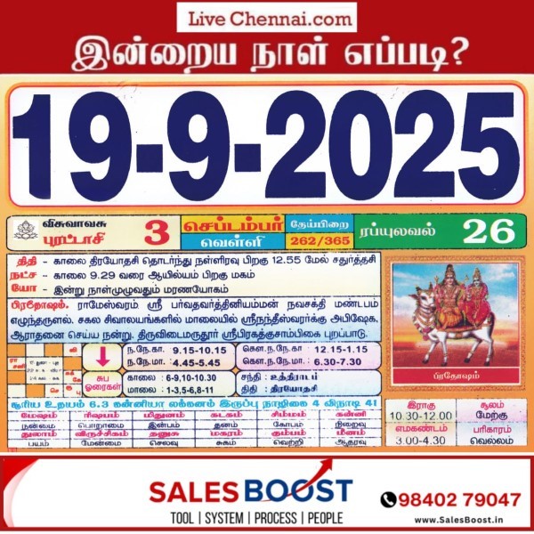 Auspicious (Nalla Neram) time today (Sep 19th)