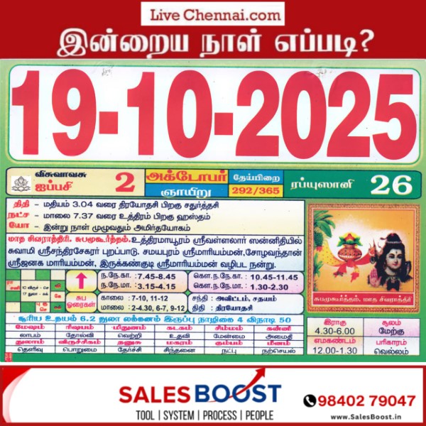 Auspicious (Nalla Neram) time today (Oct 19th) Auspicious (Nalla Neram) time today (Oct 19th)