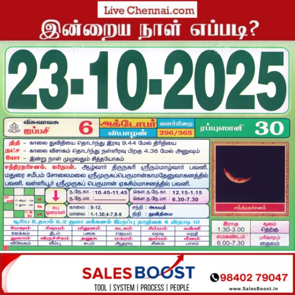Auspicious (Nalla Neram) time today (Oct 23rd)