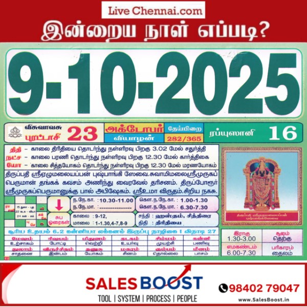 Auspicious (Nalla Neram) time today (Oct 09th) Auspicious (Nalla Neram) time today (Oct 09th)