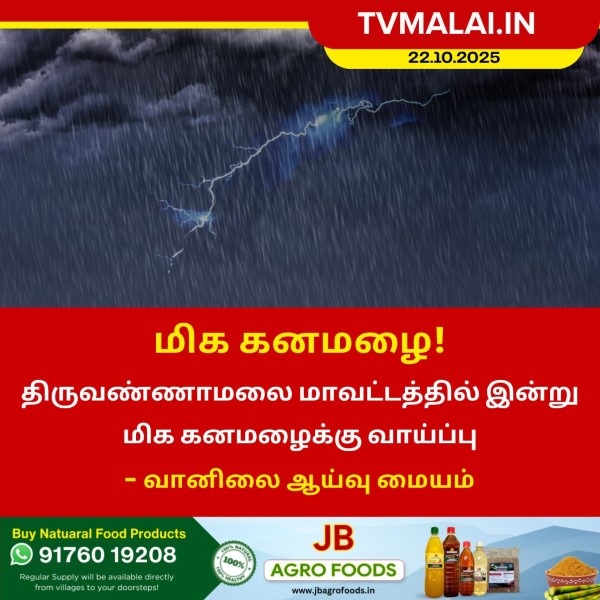 திருவண்ணாமலை மாவட்டத்தில் இன்று மிக கனமழை!