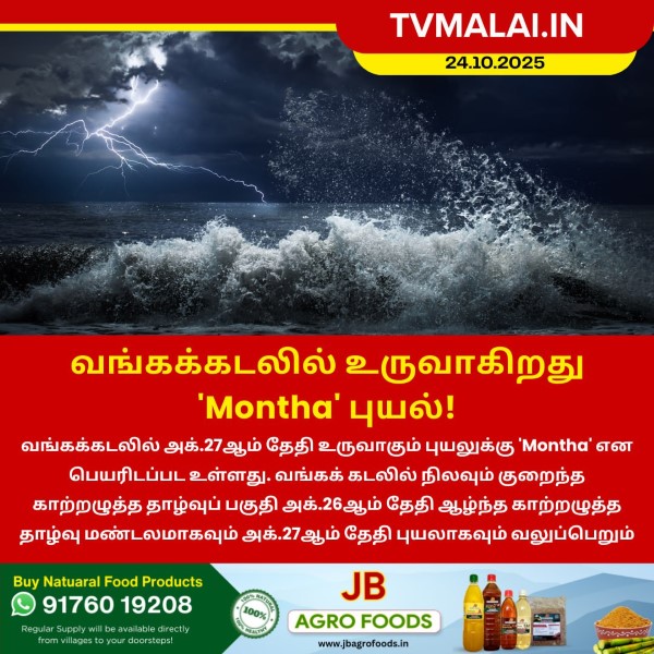 வங்கக்கடலில் உருவாகிறது ‘Montha’ புயல்!