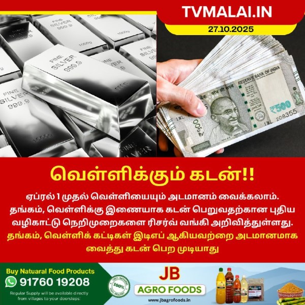 வெள்ளிக்கும் கடன் – ரிசர்வ் வங்கி புதிய அறிவிப்பு! வெள்ளிக்கும் கடன் – ரிசர்வ் வங்கி புதிய அறிவிப்பு!
