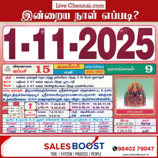 Auspicious (Nalla Neram) time today (Nov 01st)