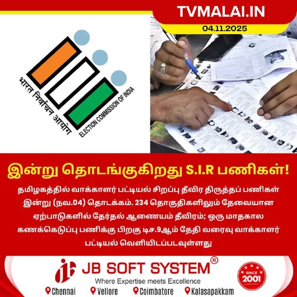 இன்று தொடங்குகிறது S.I.R பணிகள்! இன்று தொடங்குகிறது S.I.R பணிகள்!