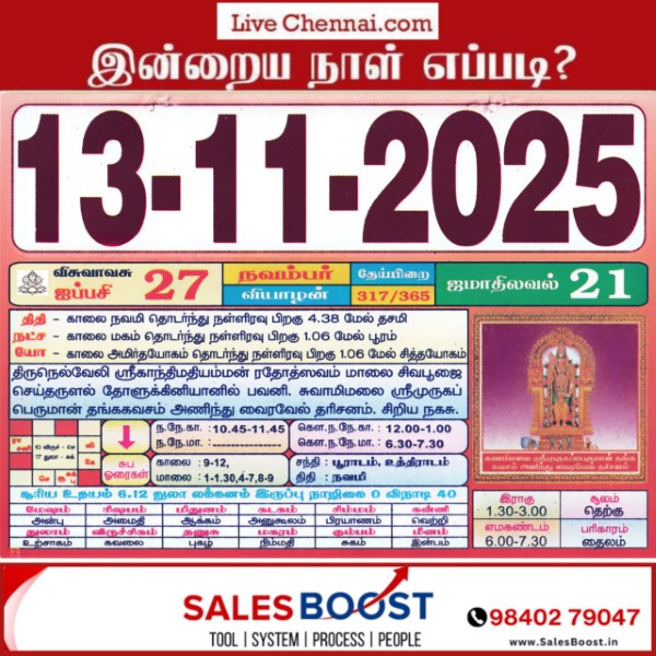 Auspicious (Nalla Neram) time today (Nov 13th)