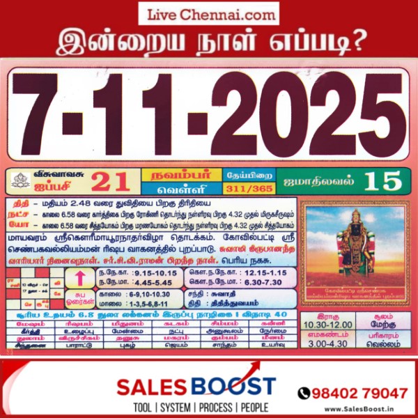 Auspicious (Nalla Neram) time today (Nov 07th)