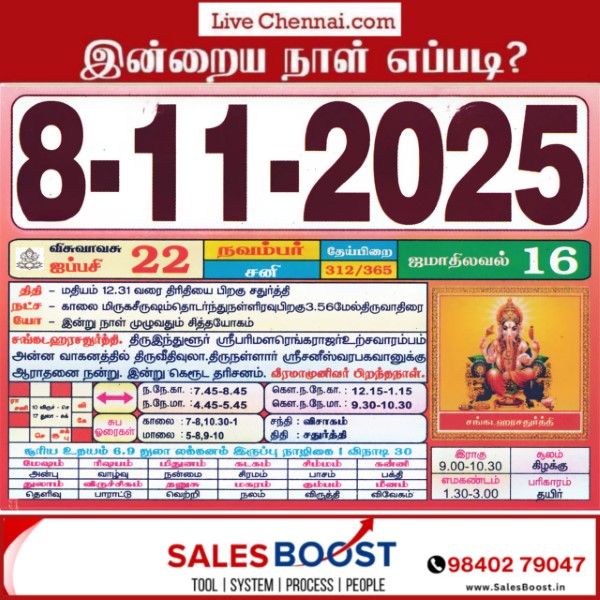 Auspicious (Nalla Neram) time today (Nov 08th)