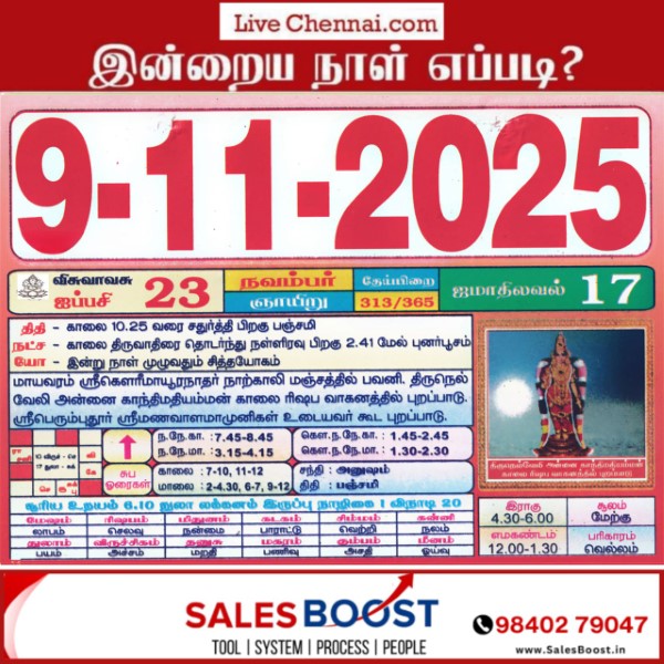 Auspicious (Nalla Neram) time today (Nov 09th)