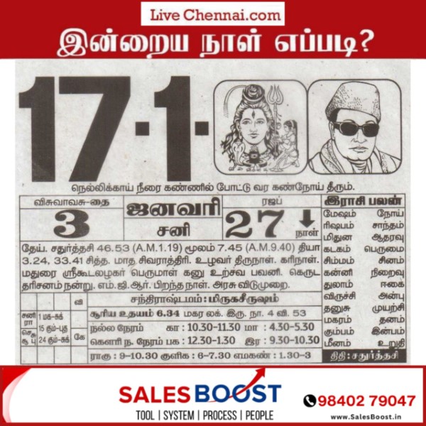 Auspicious (Nalla Neram) time today (Jan 17th)