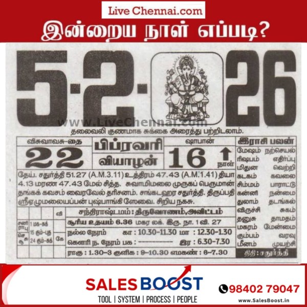 Auspicious (Nalla Neram) time today (Feb 5th)