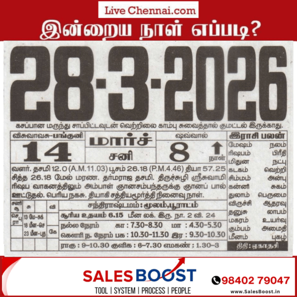 Auspicious (Nalla Neram) time today (Mar 28th)