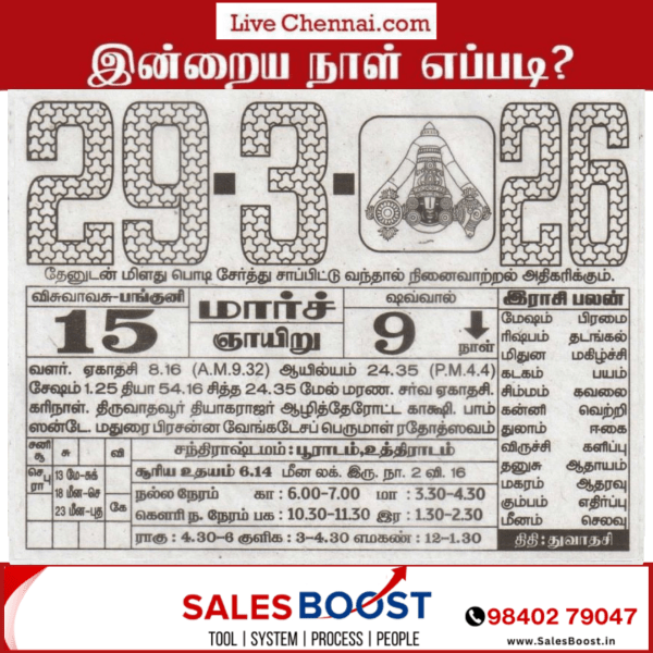 Auspicious (Nalla Neram) time today (Mar 29th)