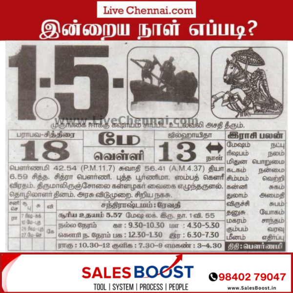 Auspicious (Nalla Neram) time today (May 01st)
