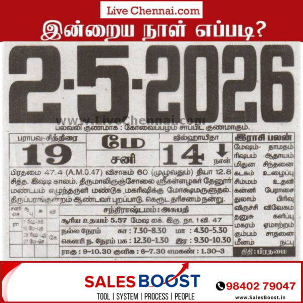 Auspicious (Nalla Neram) time today (May 02nd)