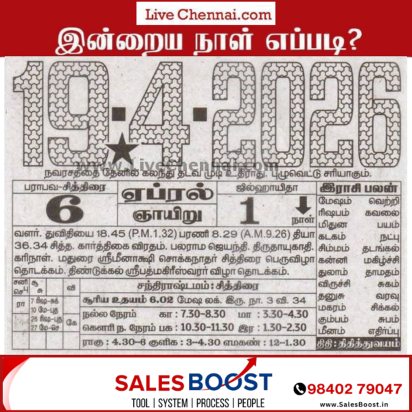 Auspicious (Nalla Neram) time today (April 19th)